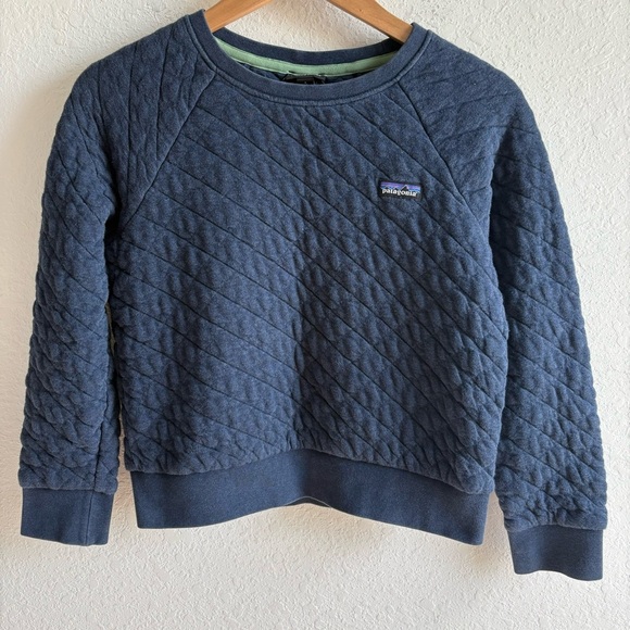 Patagonia Womens Cotton Quilt Crew Sweatshirt Top Drifter Blue XS - Picture 2 of 8